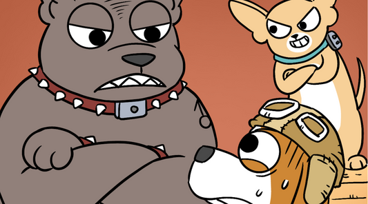 Bubba the dog and Gizmo the chihuahua is bullying Bruno through the use of force