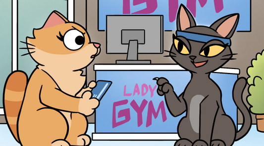 Duchess the cat at a gym trying to cancel her gym membership