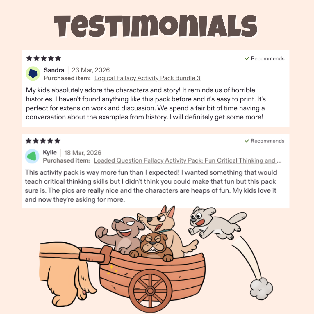 Five star teacher testimonials praising the characters, stories, and classroom discussion activities