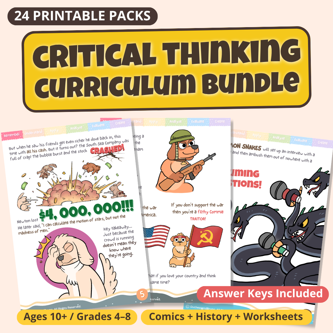 The Critical Thinking Unit - 24 Logical Fallacy Workbooks for Kids & Teens, Ages 10+