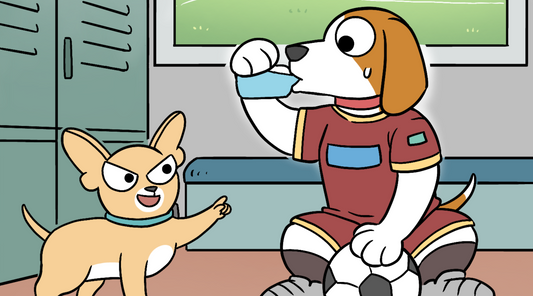 Gizmo tells Bruno the drink will make him faster than a cheetah before the big game