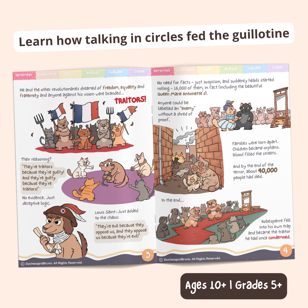 Raisonnement circulaire — Cahier d'activités de pensée critique pour enfants et adolescents, 10 ans et plus | Cahier d'exercices sur les sophismes