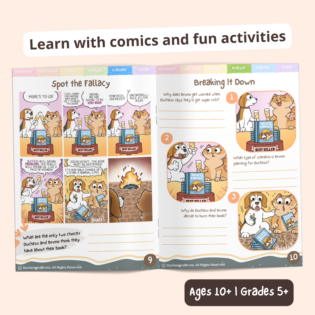 Faux Dilemme — Cahier d'activités de pensée critique pour enfants et adolescents, 10 ans et plus | Cahier d'exercices sur les sophismes logiques