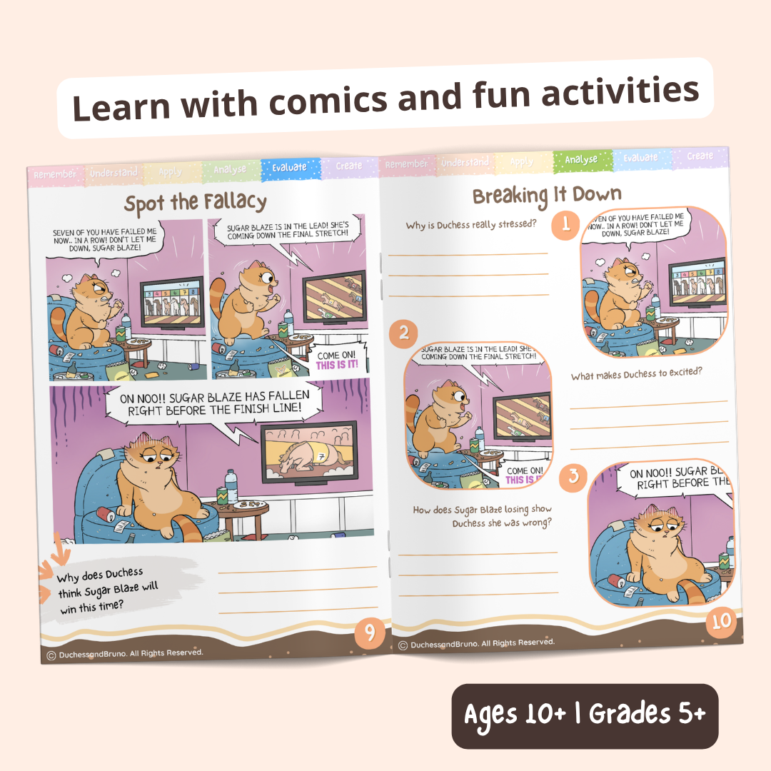 L'erreur du parieur — Cahier d'activités de pensée critique pour enfants et adolescents, 10 ans et plus | Cahier d'exercices sur les sophismes logiques