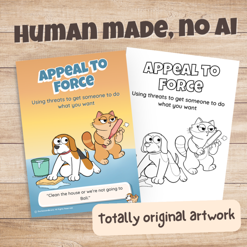 Appeal to Force poster in colour and black and white, hand-drawn original artwork made without AI