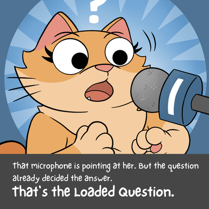 Illustrated comic panel from the Loaded Question poster with a caption explaining the reasoning mistake