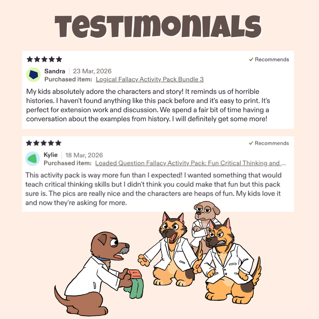 Five star teacher testimonials praising the characters, stories, and classroom discussion activities
