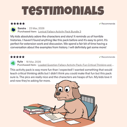Five star teacher testimonials praising the characters, stories, and classroom discussion activities

