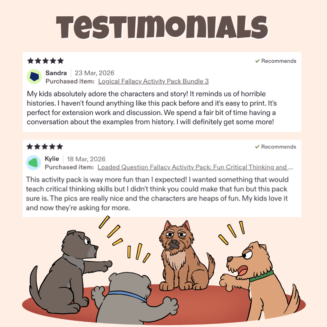 Five star teacher testimonials praising the characters, stories, and classroom discussion activities

