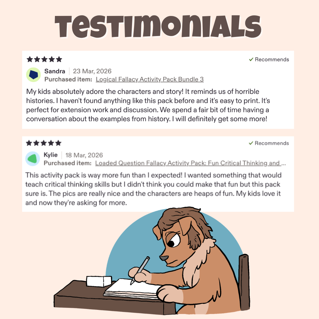 Five star teacher testimonials praising the characters, stories, and classroom discussion activities