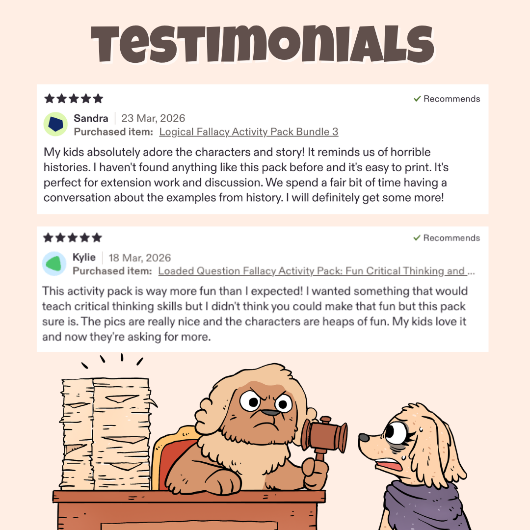 Five star teacher testimonials praising the characters, stories, and classroom discussion activities
