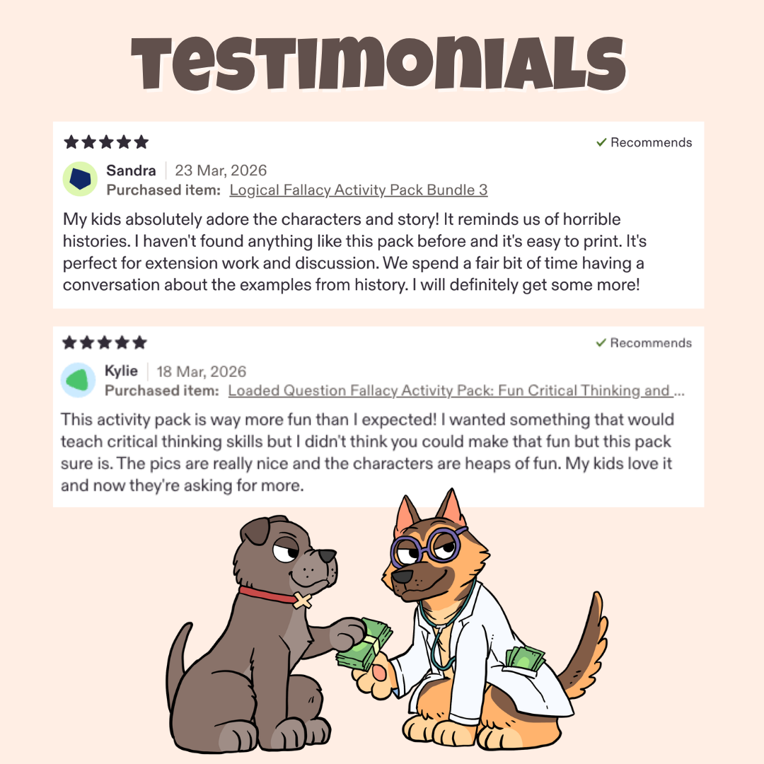 Five star teacher testimonials praising the characters, stories, and classroom discussion activities

