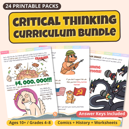 The Critical Thinking Unit - 24 Logical Fallacy Workbooks for Kids & Teens, Ages 10+