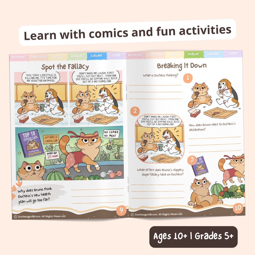 La pente glissante — Cahier d'activités sur la pensée critique pour enfants et adolescents, 10 ans et plus | Cahier d'exercices sur les sophismes
